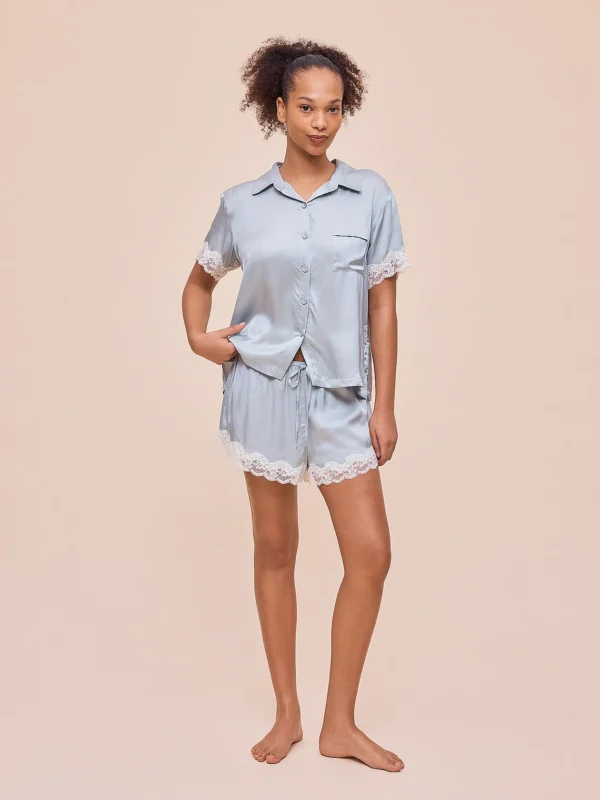 Annabelle Satin Lace Boxer PJ Set