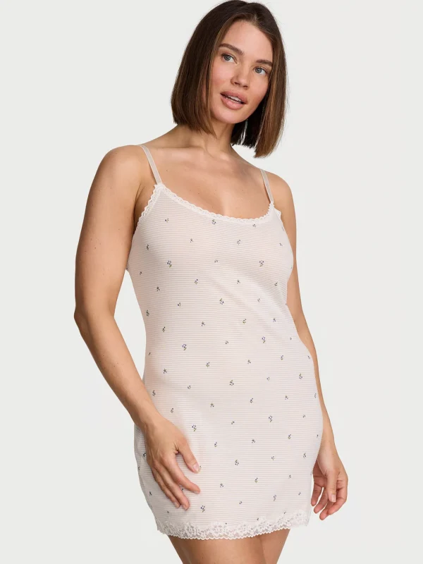 Cotton Shadow Stripe Slip Dress